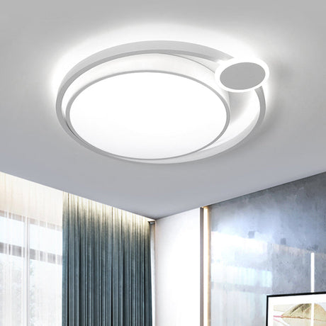 Nordic Metal Led Flush Mount Ceiling Lamp For Bedroom - 15/18/21.5 Black/White & Warm/White White /