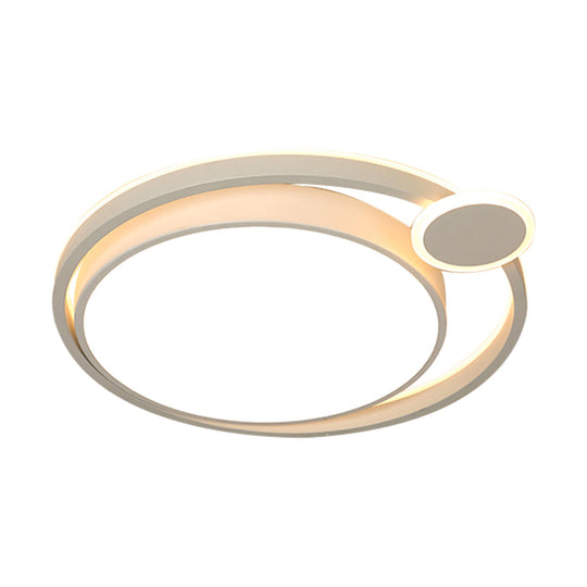 Nordic Metal Led Flush Mount Ceiling Lamp For Bedroom - 15’/18’/21.5’ Black/White & Warm/White