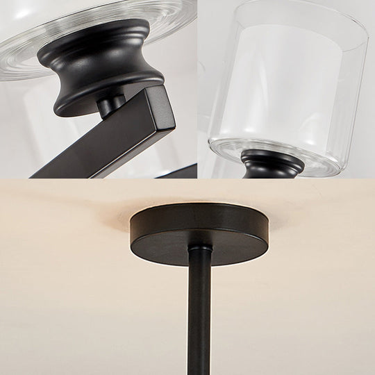 Modernist 2-Tier White Glass Chandelier With Radial Design - 12 Lights: Black/Gold/Silver Hanging