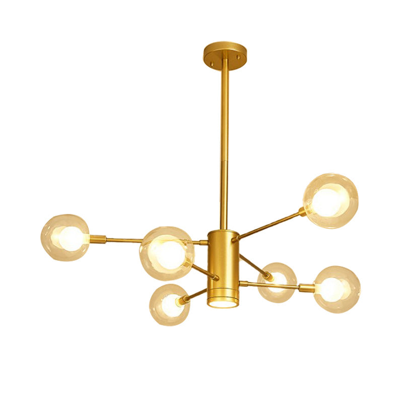 Modern Gold Chandelier Lamp With Clear Glass Shades - 6/8 Lights Ideal For Living Room Ceiling