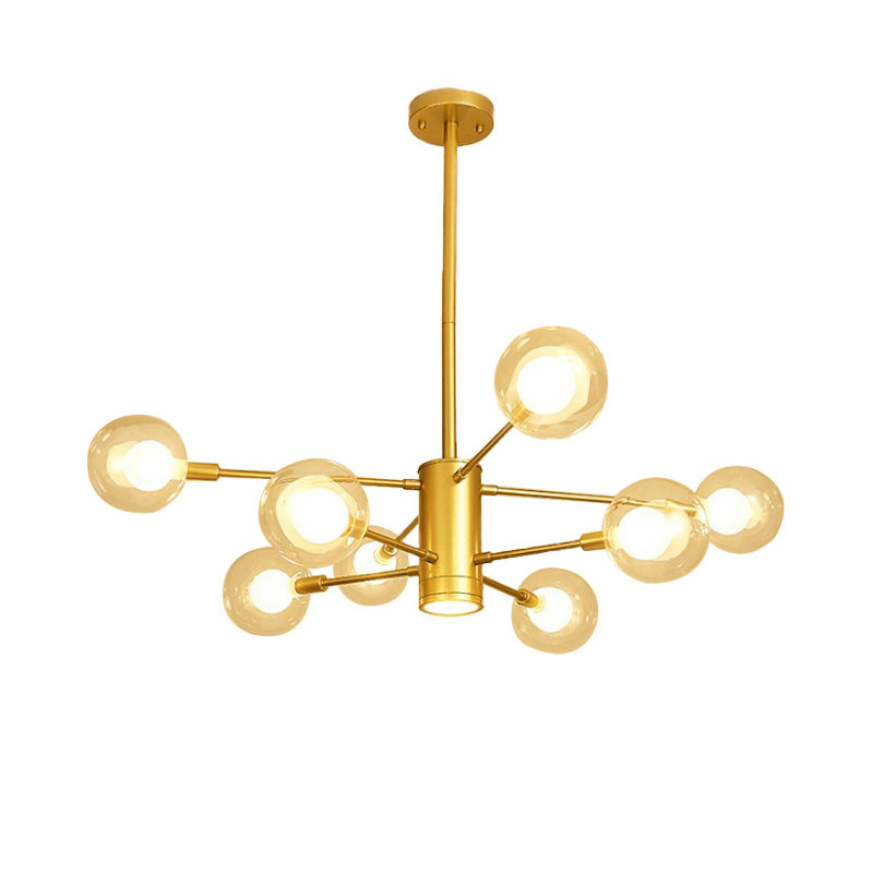 Modern Gold Chandelier Lamp With Clear Glass Shades - 6/8 Lights Ideal For Living Room Ceiling