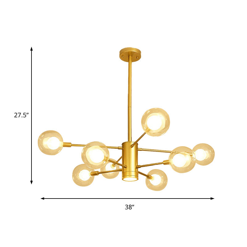 Modern Gold Chandelier Lamp With Clear Glass Shades - 6/8 Lights Ideal For Living Room Ceiling