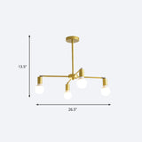 Gold Radial Chandelier With Bare Bulb - Modern 3/4/6 Ceiling Lights For Bedroom