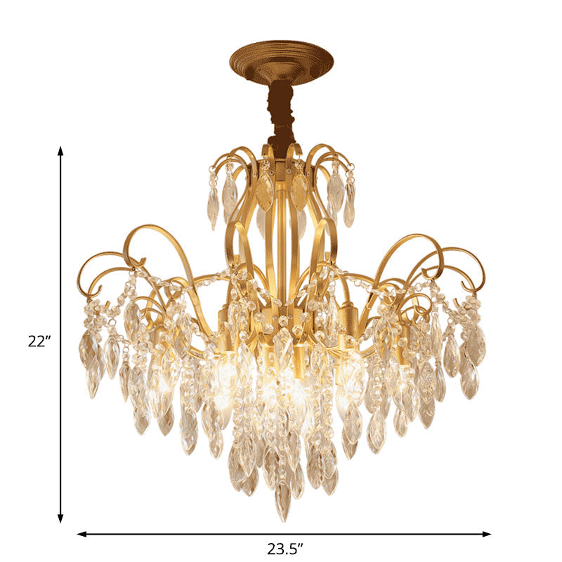 Vintage Golden Geometric Chandelier Lamp - Crystal & Metal 7/8 Lights Pendant Light