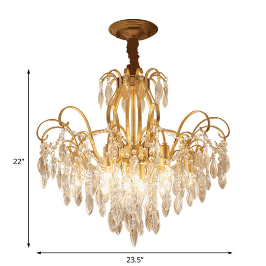Vintage Golden Geometric Chandelier Lamp - Crystal & Metal 7/8 Lights Pendant Light