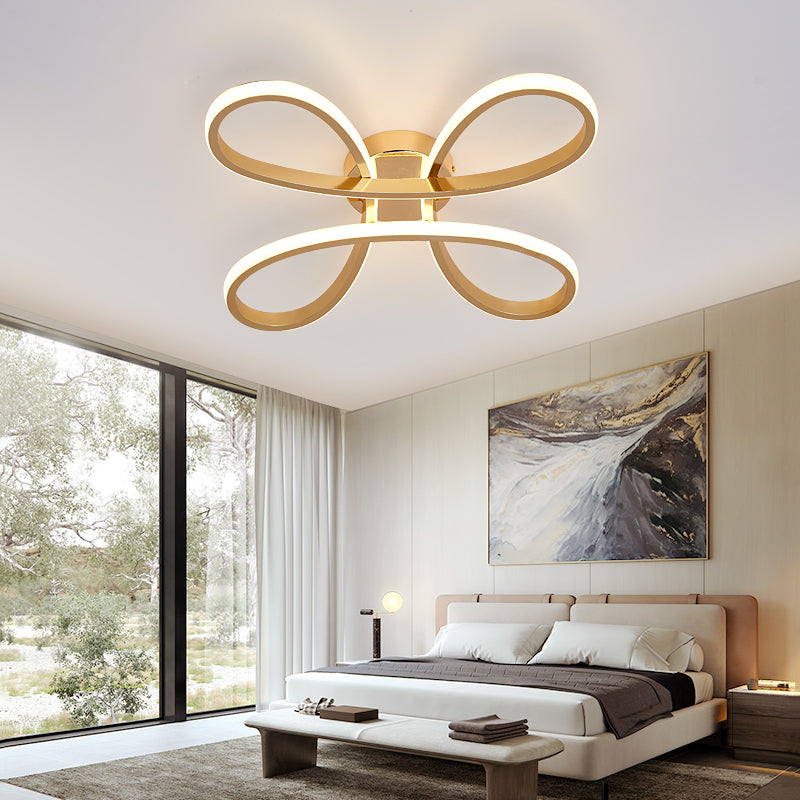 Nordic Clover Led Ceiling Flush Mount Light For Bedroom - Acrylic Gold Warm/White 21.5’/25.5’