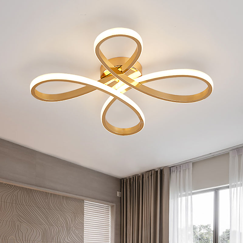 Nordic Clover Led Ceiling Flush Mount Light For Bedroom - Acrylic Gold Warm/White 21.5’/25.5’ Wide