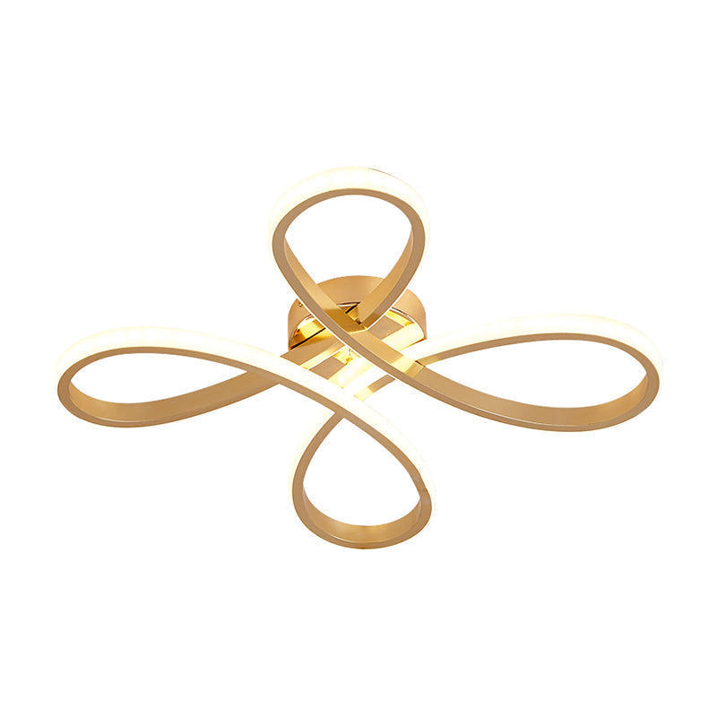 Nordic Clover Led Ceiling Flush Mount Light For Bedroom - Acrylic Gold Warm/White 21.5’/25.5’ Wide