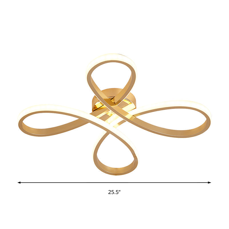 Nordic Clover Led Ceiling Flush Mount Light For Bedroom - Acrylic Gold Warm/White 21.5’/25.5’ Wide