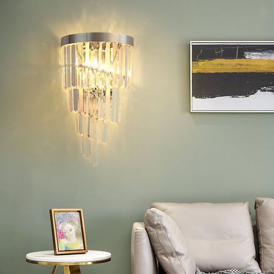 Sleek Spiral Wall Mount Light Metal Lamp With Crystal Accents Ideal For Living Room Décor Clear