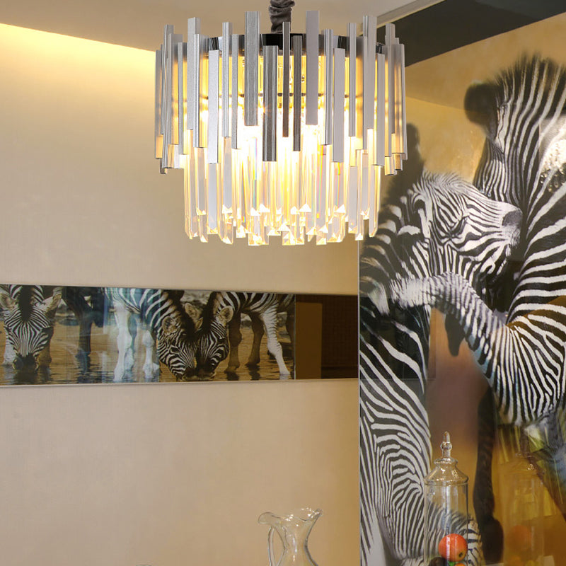 Stunning Silver/Gold Pendant Lamp With Crystal Prism - Modern And Stylish Lighting For Bedrooms