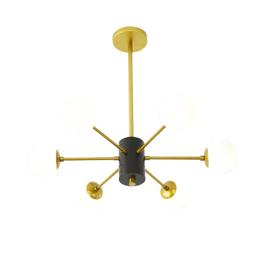 Modernist Milk Glass Chandelier With Burst Design - Gold Finish 6/8/9 Lights Hanging Ceiling Lamp