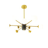 Modernist Milk Glass Chandelier With Burst Design - Gold Finish 6/8/9 Lights Hanging Ceiling Lamp