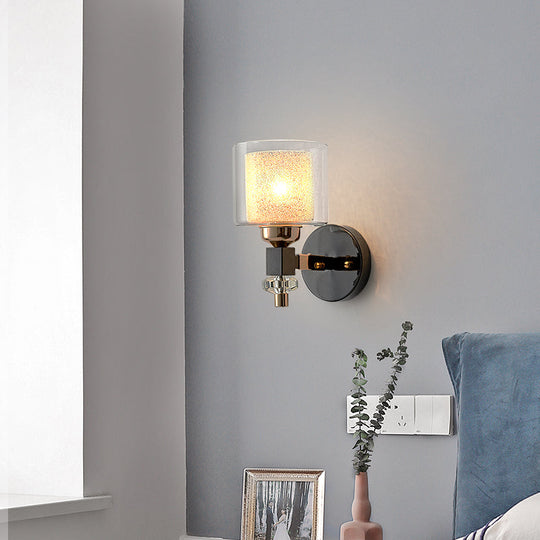 Modern Black Cylinder Wall Mount Sconce Lamp For Hallway