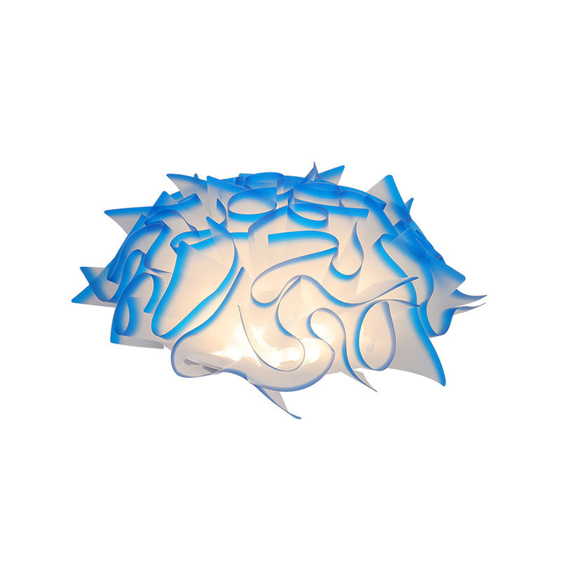 Contemporary Led Flush Ceiling Light With Twist Acrylic Shade - Vibrant Pink/Orange/Blue For