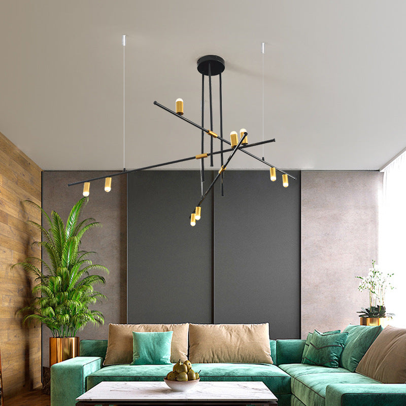 Modern Metal Rectilinear Chandelier - 3/4/9 Light Black Ceiling Fixture 9 /