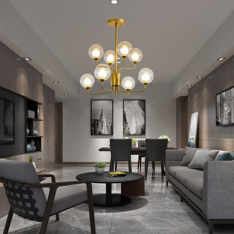 Contemporary 2-Tier Ball Clear Glass Chandelier - Elegant Radial Design With 8/12/18 Lights