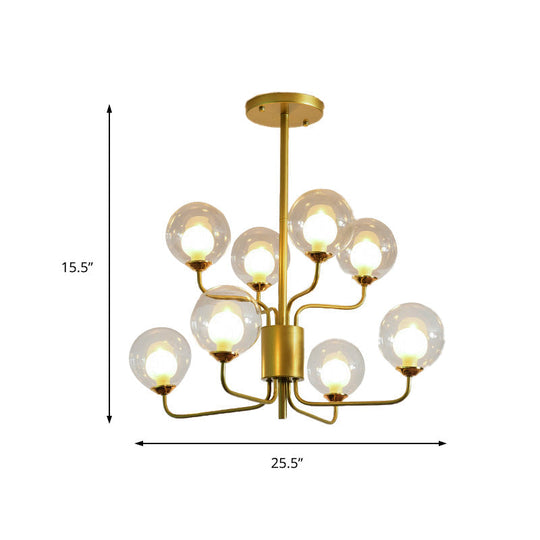 Contemporary 2-Tier Ball Clear Glass Chandelier - Elegant Radial Design With 8/12/18 Lights