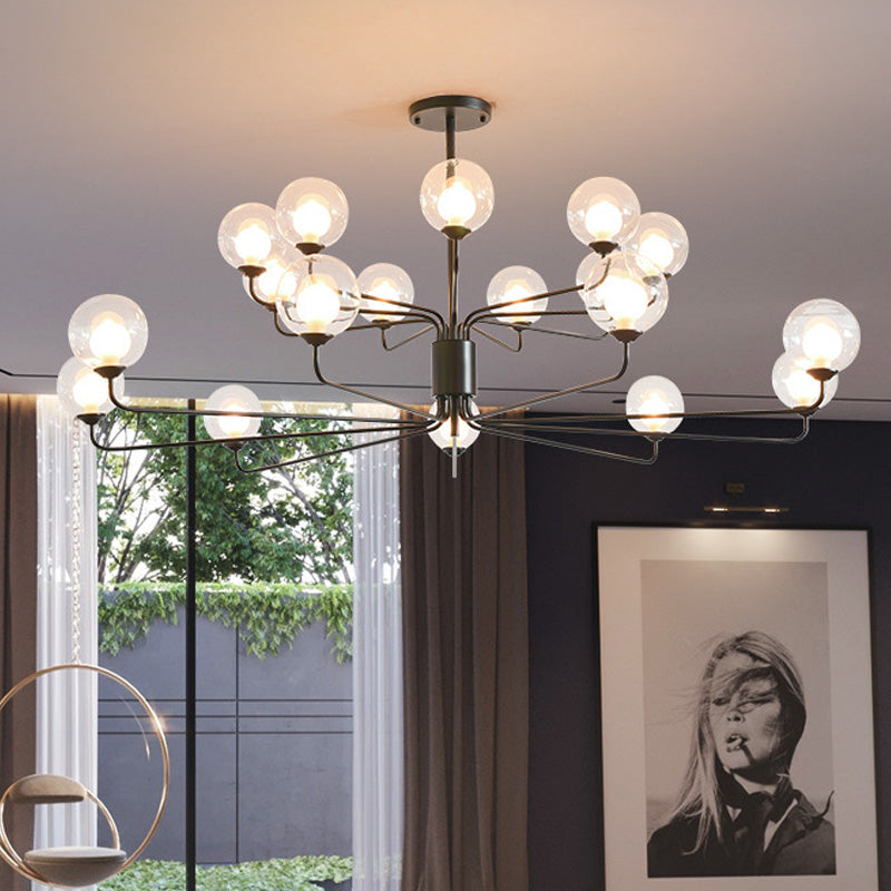 Contemporary 2-Tier Ball Clear Glass Chandelier - Elegant Radial Design With 8/12/18 Lights