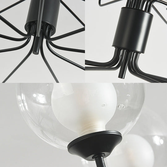 Contemporary 2-Tier Ball Clear Glass Chandelier With Radial Design - 8/12/18 Lights Black/Gold