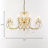 Gold Candle Chandelier With Clear Crystal Accents - Modern Style 3/6 Lights
