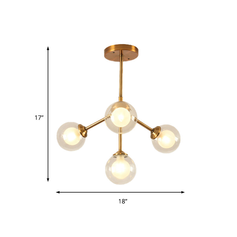 Sleek Sputnik Metal Chandelier With Clear Glass Sphere Shades - 4/7/10 Lights For Contemporary