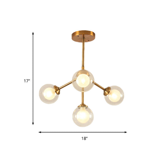 Sleek Sputnik Metal Chandelier With Clear Glass Sphere Shades - 4/7/10 Lights For Contemporary