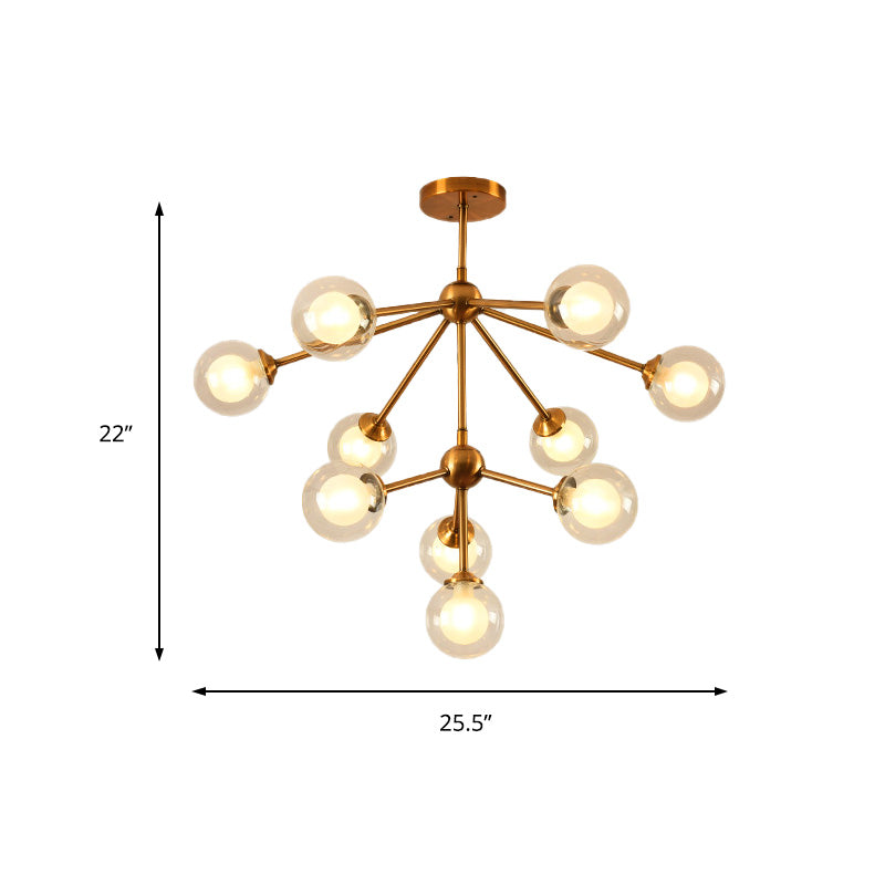 Sleek Sputnik Metal Chandelier With Clear Glass Sphere Shades - 4/7/10 Lights For Contemporary