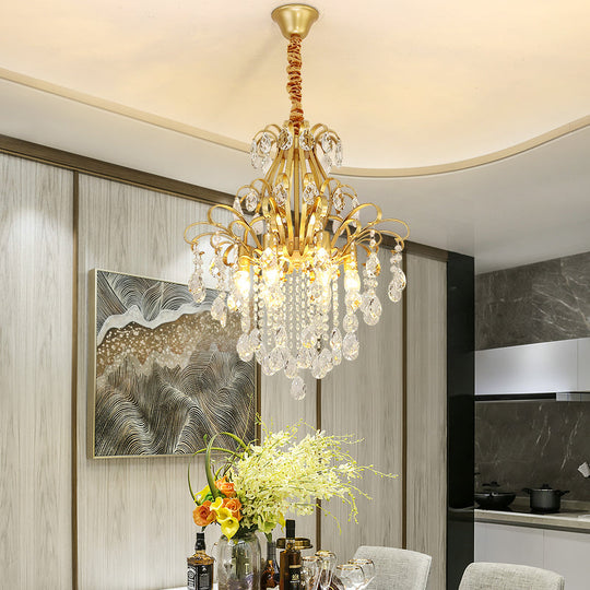 Modernist Crystal Chandelier Pendant Light With 3/6 Heads In Black/Gold - Perfect For Bedroom 6 /
