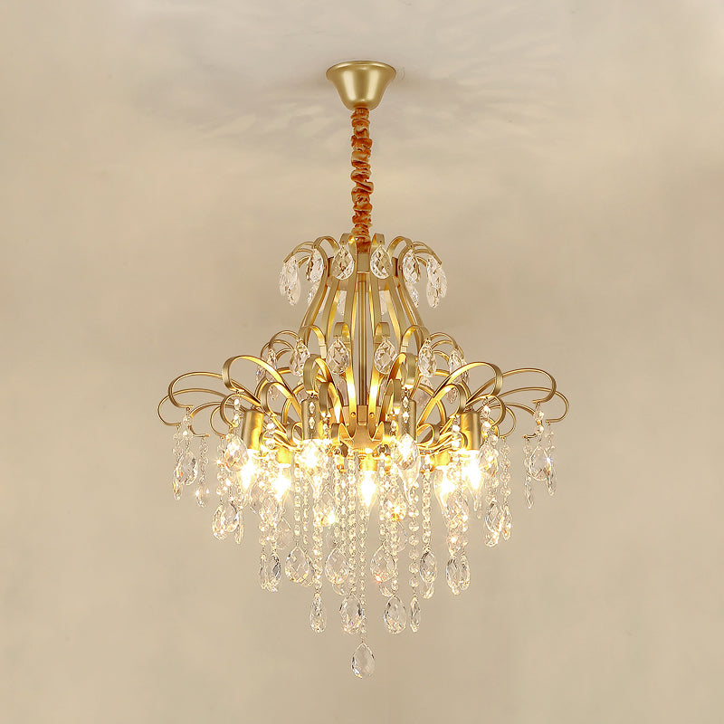 Modernist Crystal Chandelier Pendant Light With 3/6 Heads In Black/Gold - Perfect For Bedroom