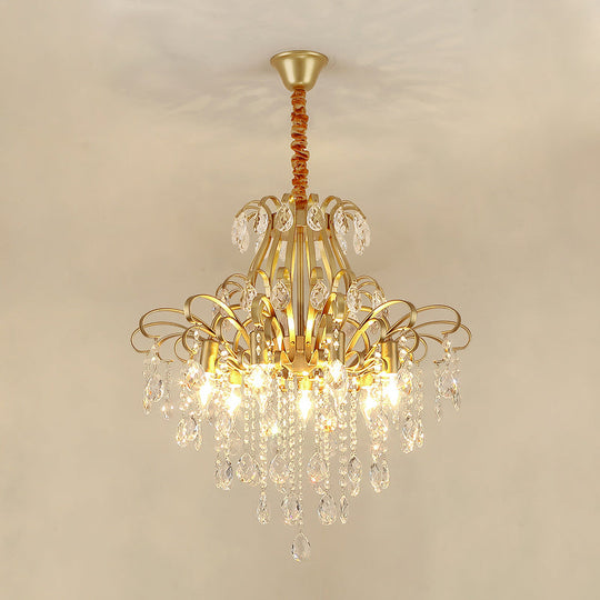 Modernist Crystal Chandelier Pendant Light With 3/6 Heads In Black/Gold - Perfect For Bedroom