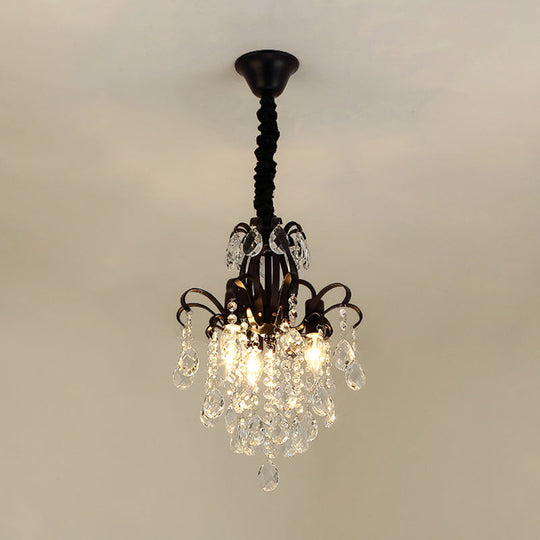 Modernist Crystal Chandelier Pendant Light With 3/6 Heads In Black/Gold - Perfect For Bedroom