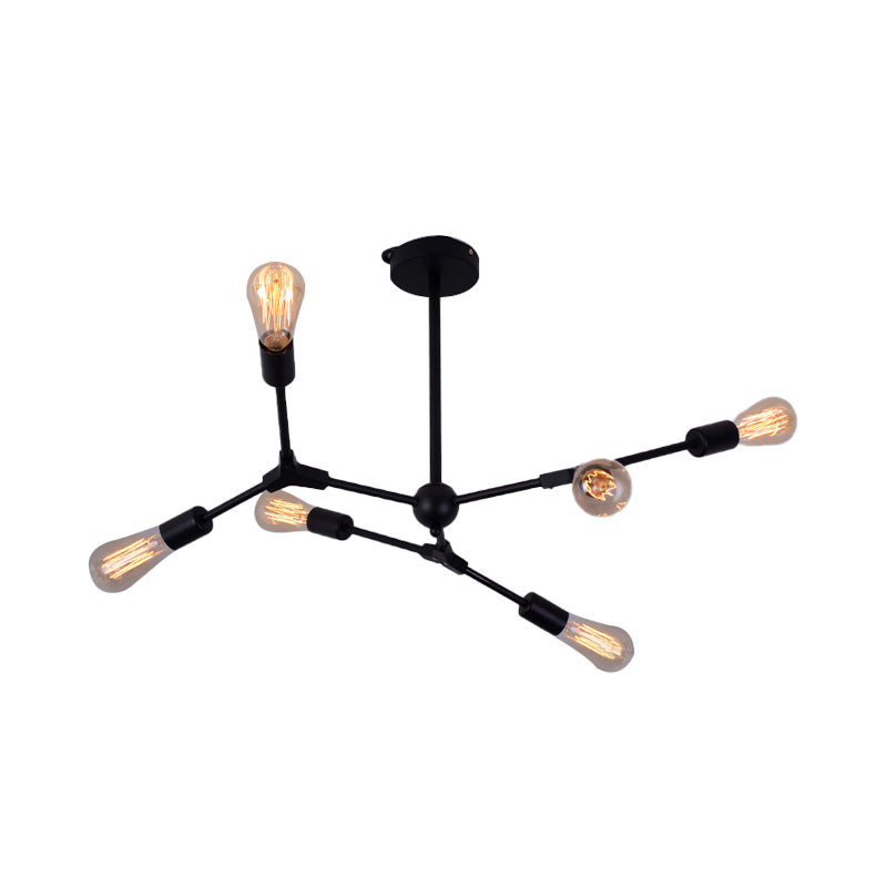 Modern Bedroom Chandelier With Sputnik Metal Shade And Bare Bulb: 6/8/9 Light Hanging Fixture