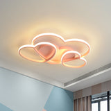 Heart Led Flush Mount Ceiling Fixture For Kids Room - Nordic Acrylic In White/Pink/Gold 19.5 Or 23.5
