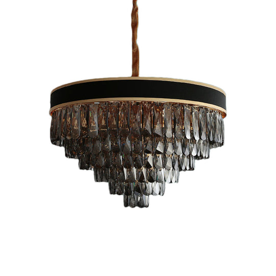 Smoke Grey Layered Chandelier - Modern Crystal Lighting With 9/12 Hanging Lights