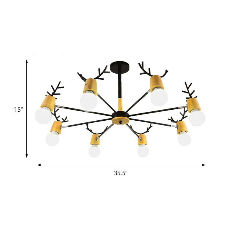 Sputnik Metal Chandelier - Modern Ceiling Hang Fixture With Bare Bulb For Bedroom 3/6/8 Lights