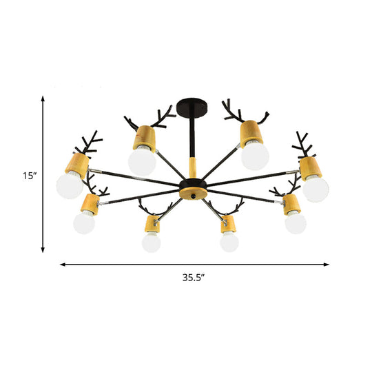 Sputnik Metal Chandelier - Modern Ceiling Hang Fixture With Bare Bulb For Bedroom 3/6/8 Lights