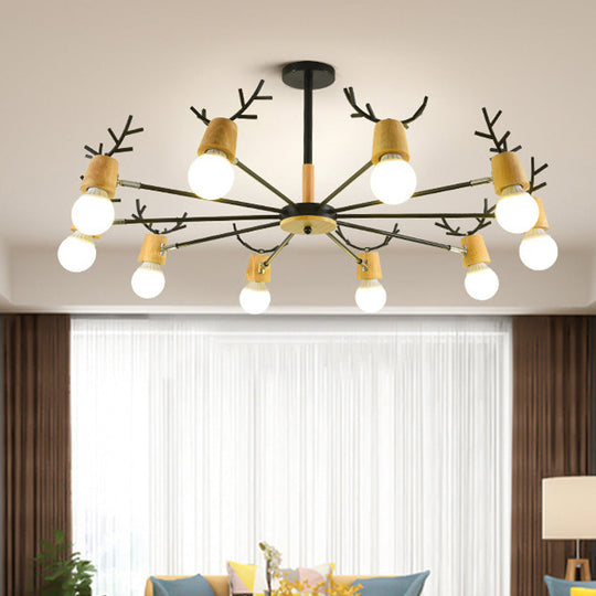 Sputnik Metal Chandelier - Modern Ceiling Hang Fixture With Bare Bulb For Bedroom 3/6/8 Lights