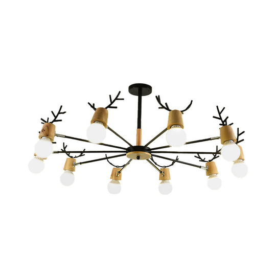Sputnik Metal Chandelier - Modern Ceiling Hang Fixture With Bare Bulb For Bedroom 3/6/8 Lights