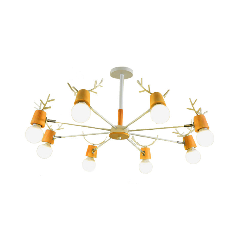 Sputnik Metal Chandelier - Modern Ceiling Hang Fixture With Bare Bulb For Bedroom 3/6/8 Lights