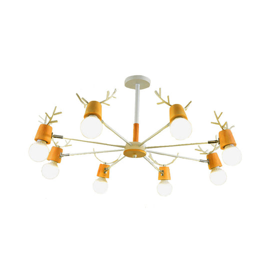 Sputnik Metal Chandelier - Modern Ceiling Hang Fixture With Bare Bulb For Bedroom 3/6/8 Lights