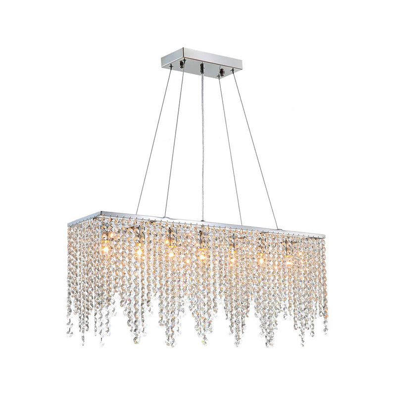 Contemporary Crystal Pendant Light Fixture - 8-Light Ceiling Hanging In Chrome Finish