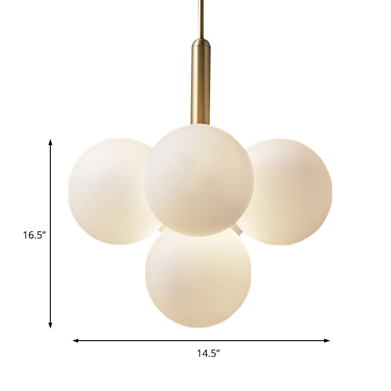 Contemporary Glass Chandelier Lamp - 5/13 Lights Spherical Design White Ball Pendant Light