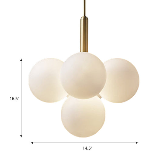 Contemporary Glass Chandelier Lamp - 5/13 Lights Spherical Design White Ball Pendant Light