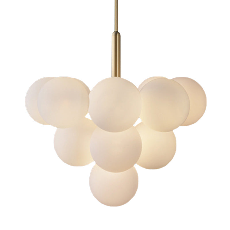 Contemporary Glass Chandelier Lamp - 5/13 Lights Spherical Design White Ball Pendant Light