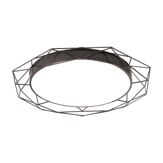 Metallic Flush Mount Ceiling Light Round Nordic Gold/Black Wire Frame Ideal For Bedroom 21.5/25.5