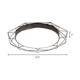 Metallic Flush Mount Ceiling Light Round Nordic Gold/Black Wire Frame Ideal For Bedroom 21.5/25.5