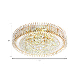 Vintage Gold Flush Ceiling Light With Clear Crystal Ball And Metallic Finish - 12/18 Diameter