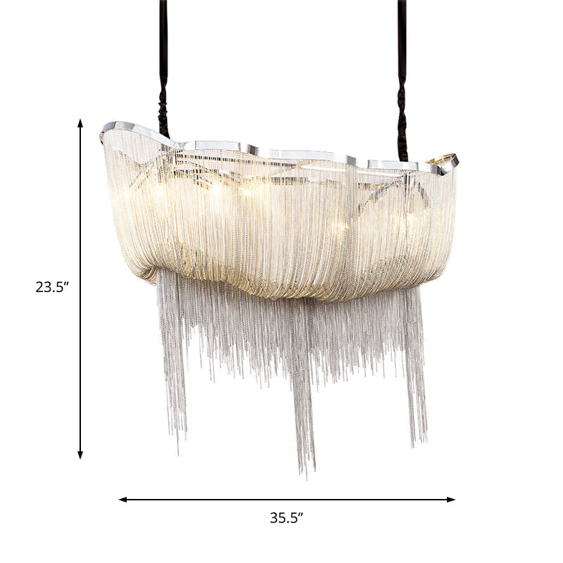 Tassel Empire Chandelier: Modern Nordic Style 12-Light Metal Hanging Light Fixture In Gold/Silver