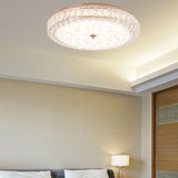 Gold Metal And Crystal Led Flushed Ceiling Light With Peacock/Floral Pattern - 16/19.5 Wide